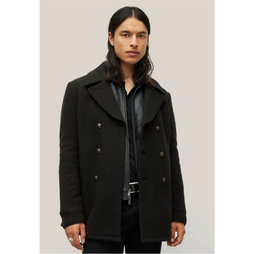 NEW John Varvatos Carlos Wool Peacoat Double Breasted Size EU 46